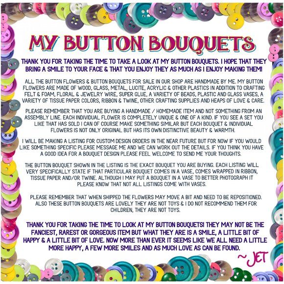 The "Sammy May" Handmade Button Bouquet - Picture 10 of 11